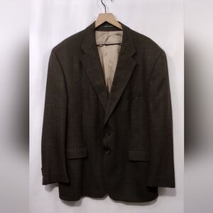 Vintage Lauren Ralph Lauren 100% Wool Blazer Mens 48R Brown Office Career Retro